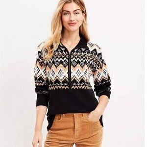 LOFT Black and White Knit Sweater